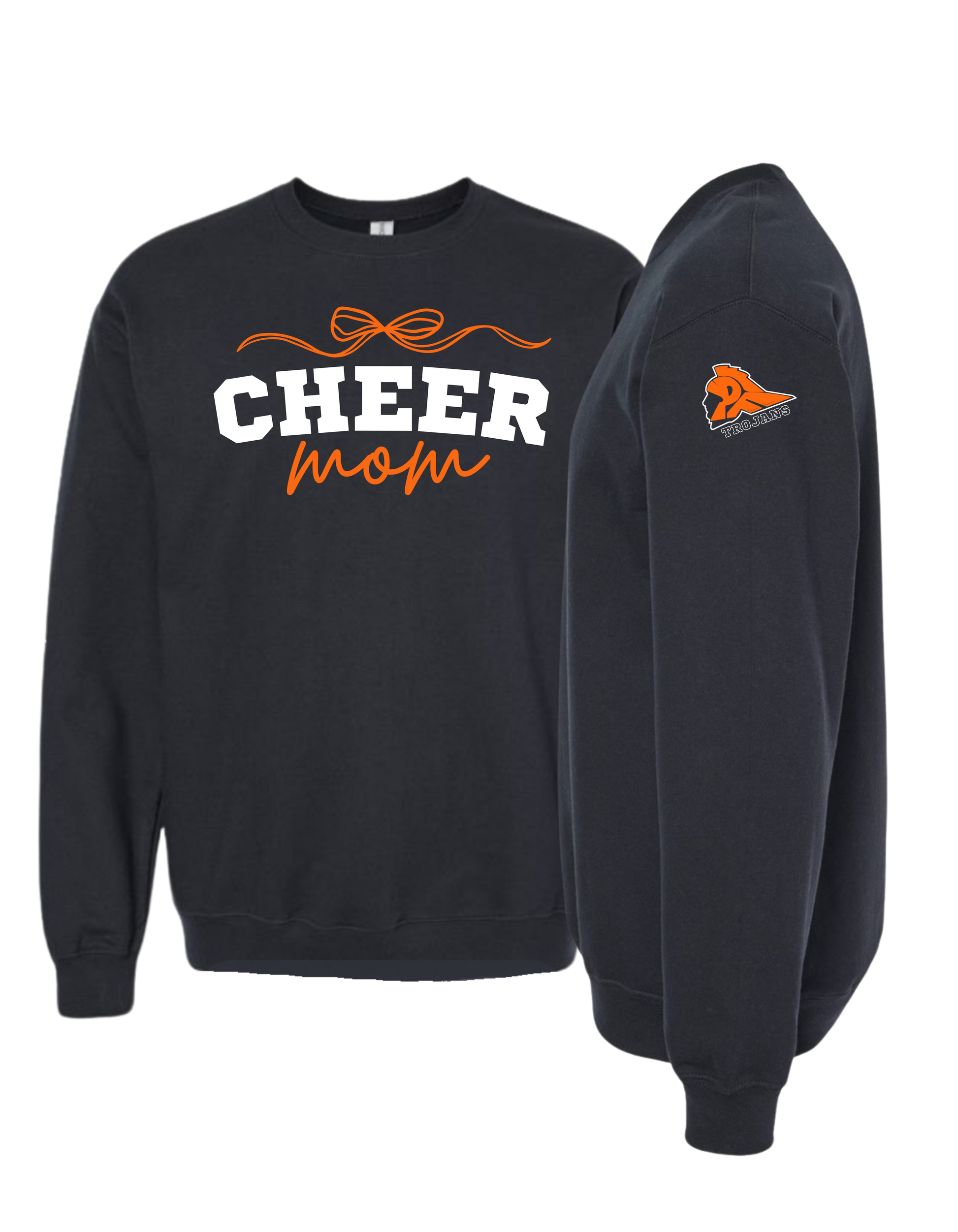 Cheer Mom With Bow 2 Crewneck Sweatshirt - Adult
