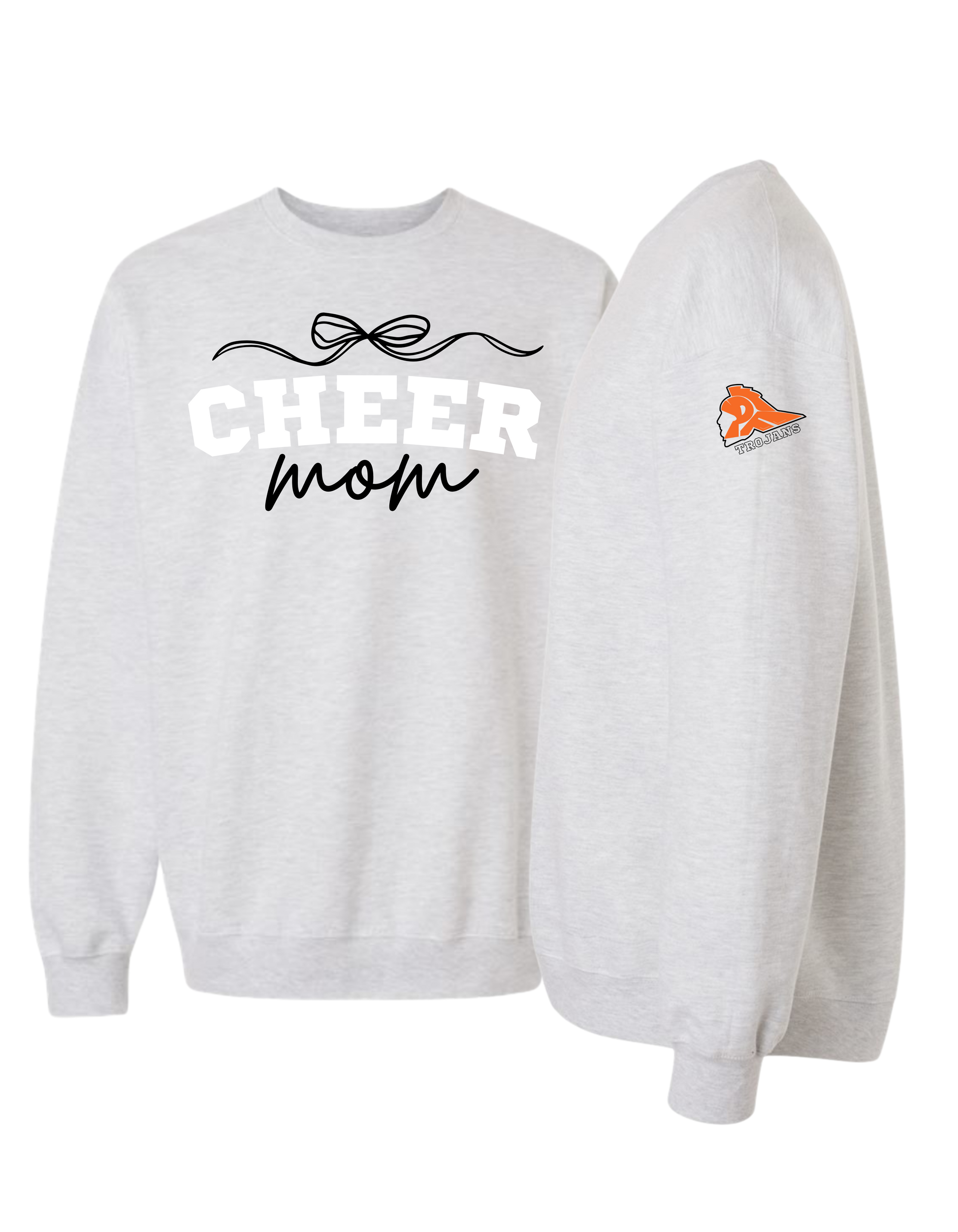 Cheer Mom With Bow 2 Crewneck Sweatshirt - Adult