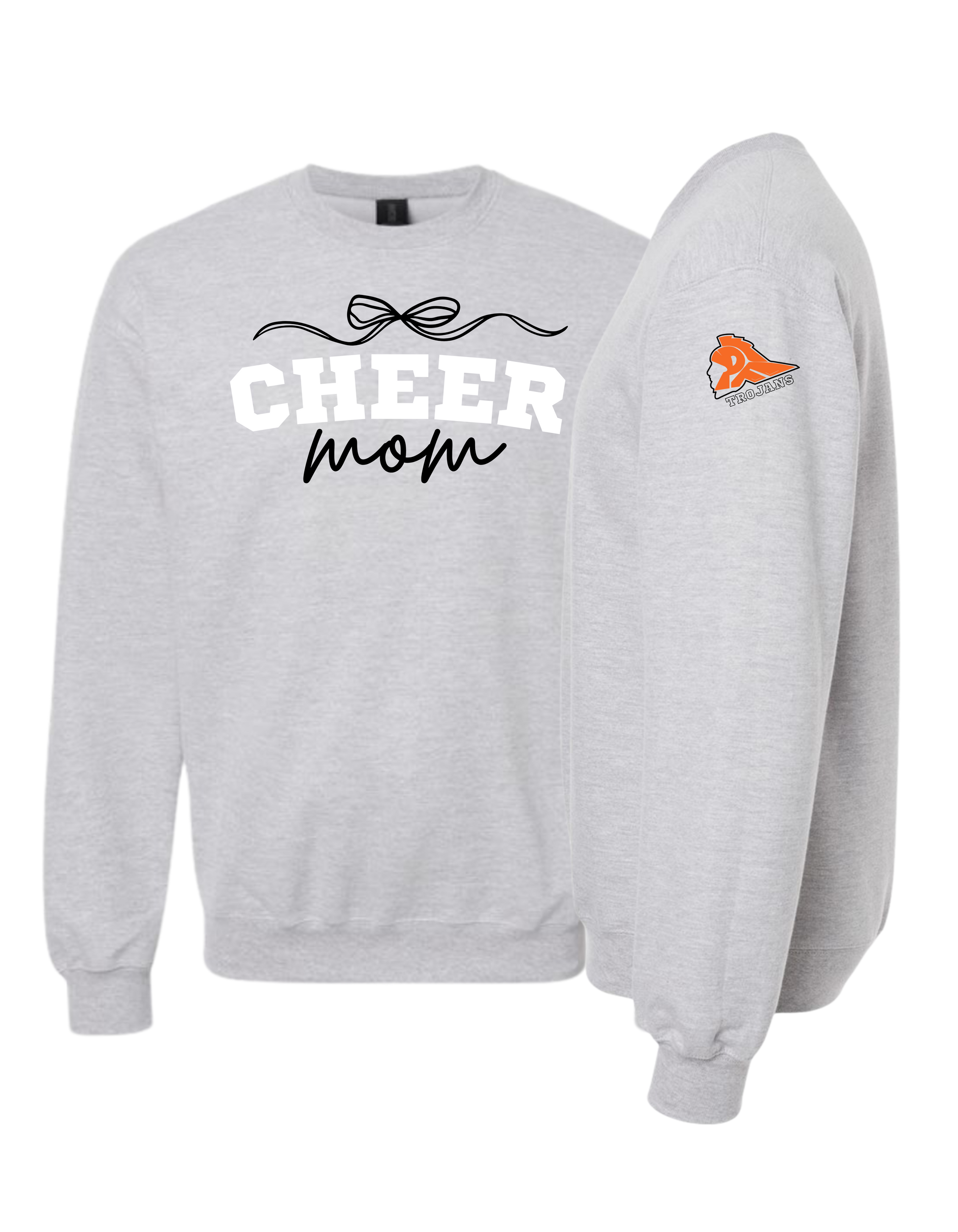 Cheer Mom With Bow 2 Crewneck Sweatshirt - Adult