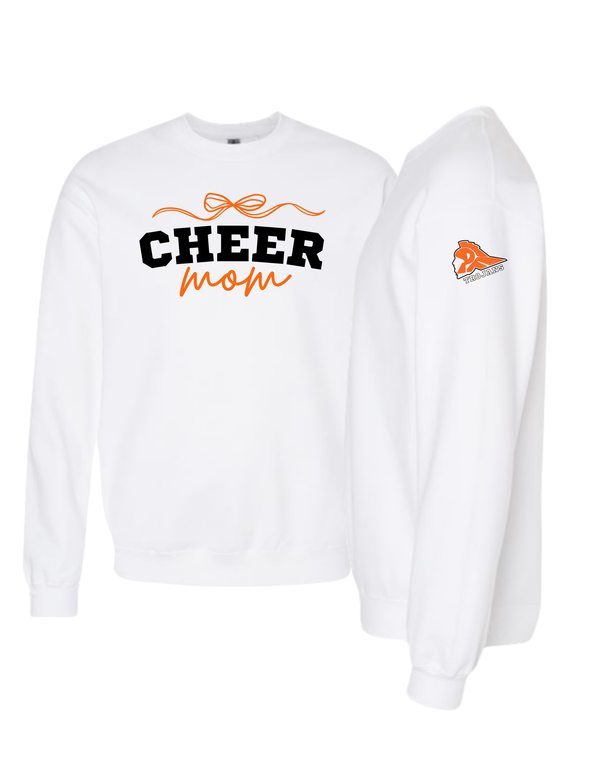 Cheer Mom With Bow 2 Crewneck Sweatshirt - Adult