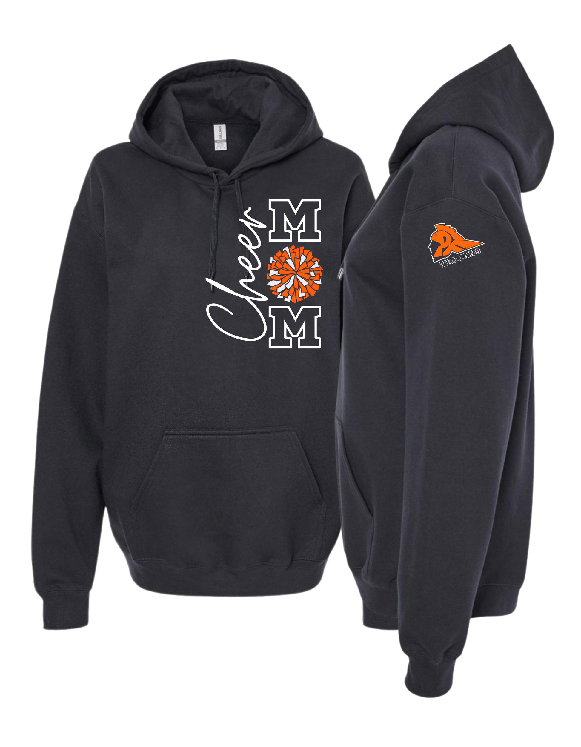 Cheer Mom with Pom Hooded Sweatshirt - Adult