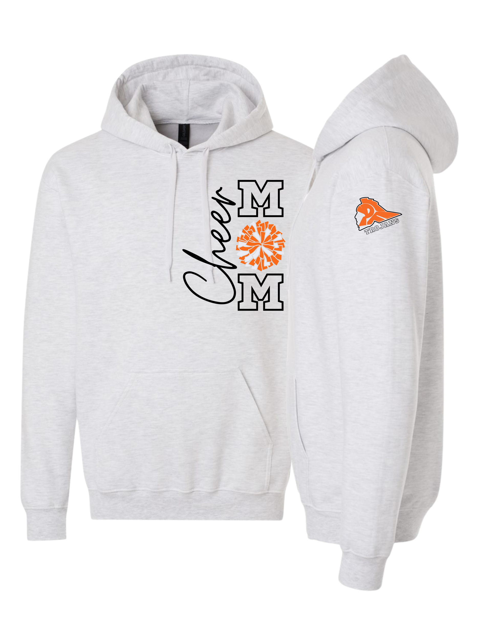 Cheer Mom with Pom Hooded Sweatshirt - Adult
