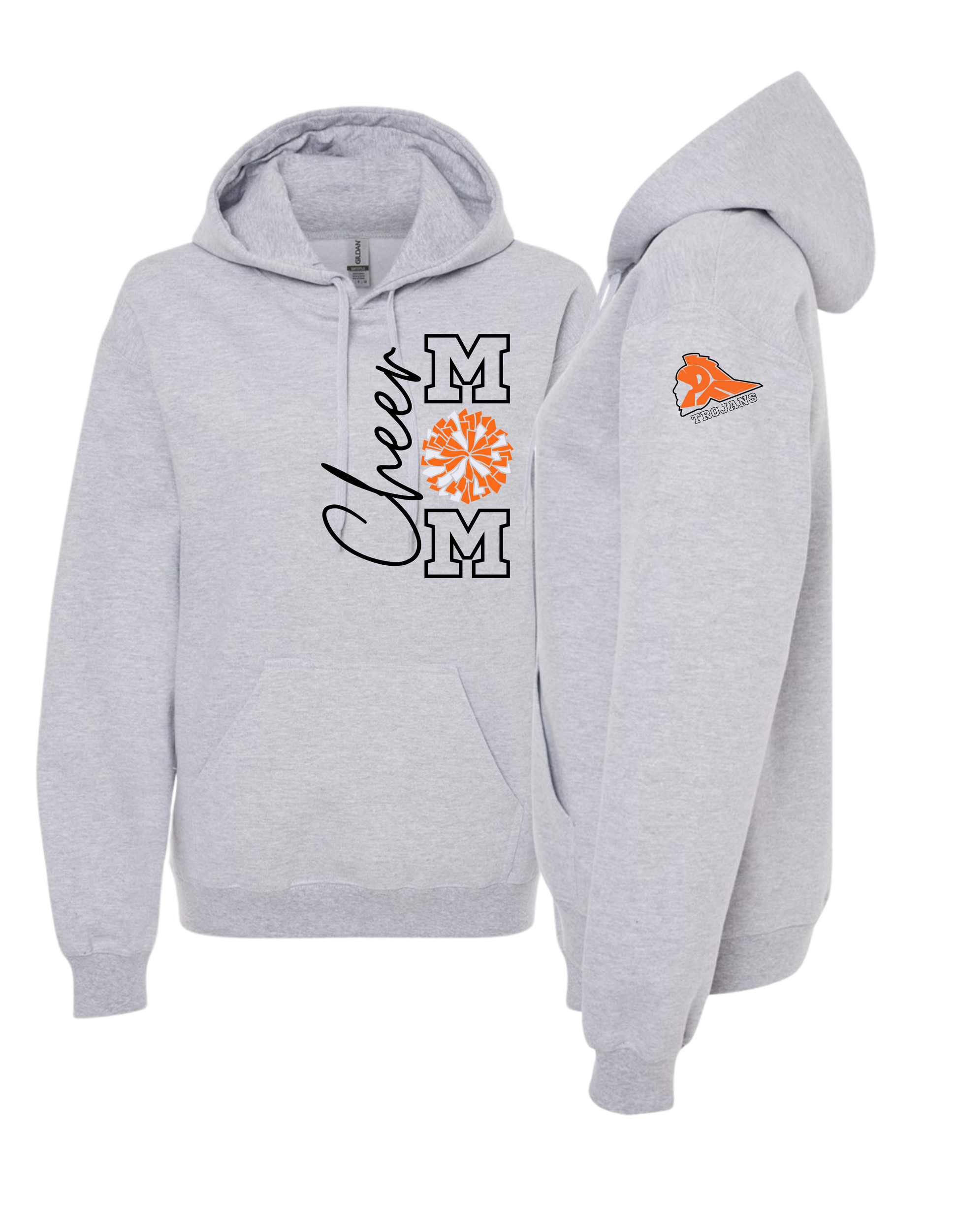 Cheer Mom with Pom Hooded Sweatshirt - Adult