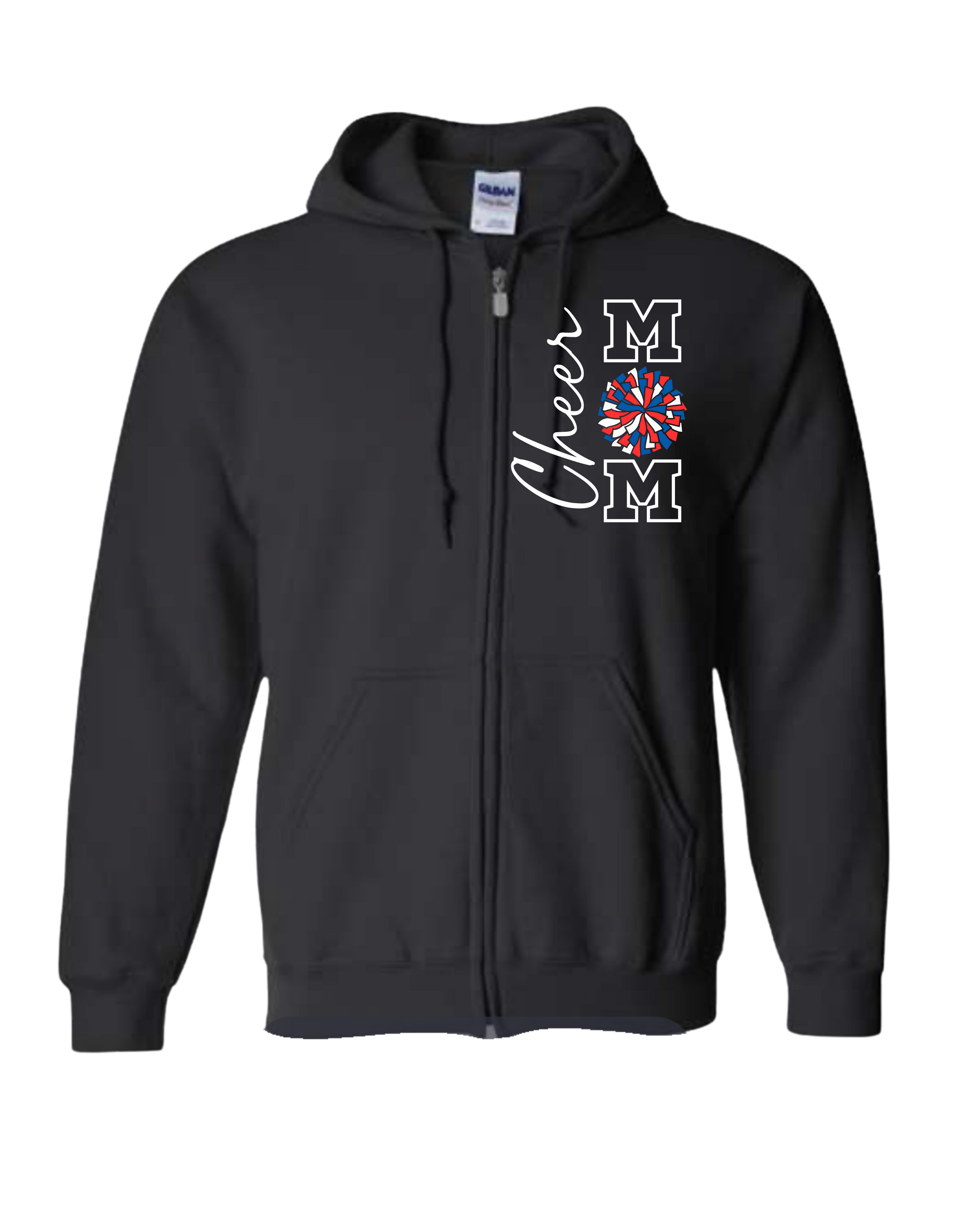 Cheer Mom with Pom Hooded Zip Up