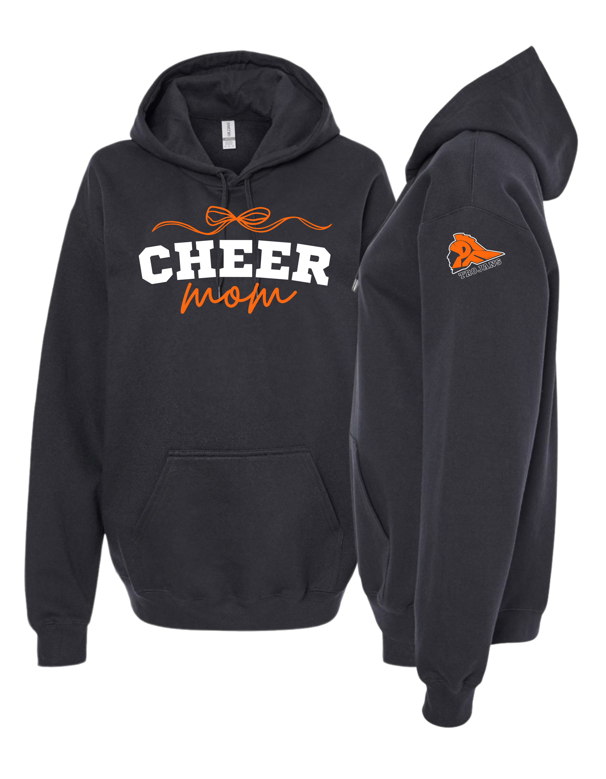 Cheer Mom With Bow 2 Hooded Sweatshirt - Adult
