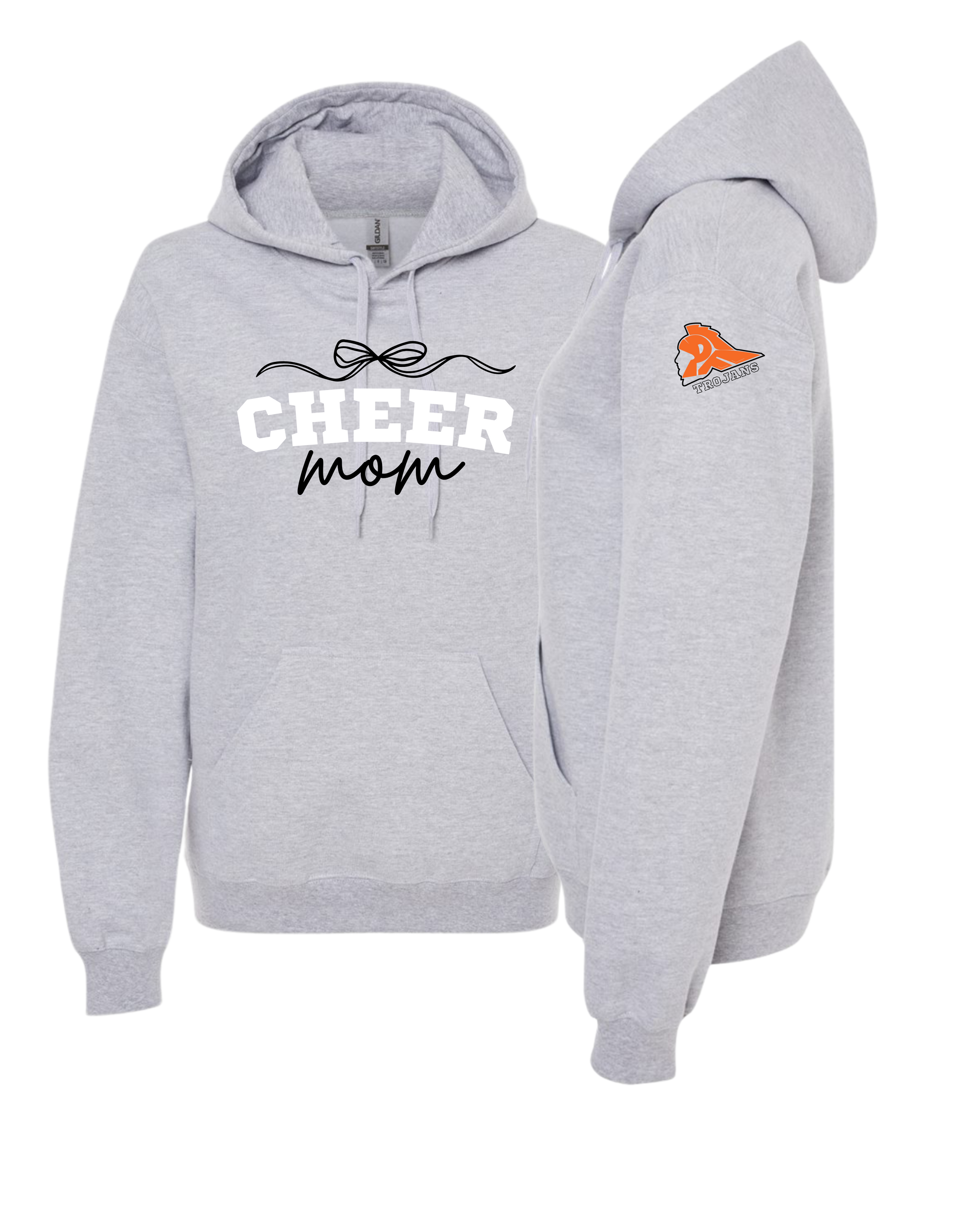 Cheer Mom With Bow 2 Hooded Sweatshirt - Adult