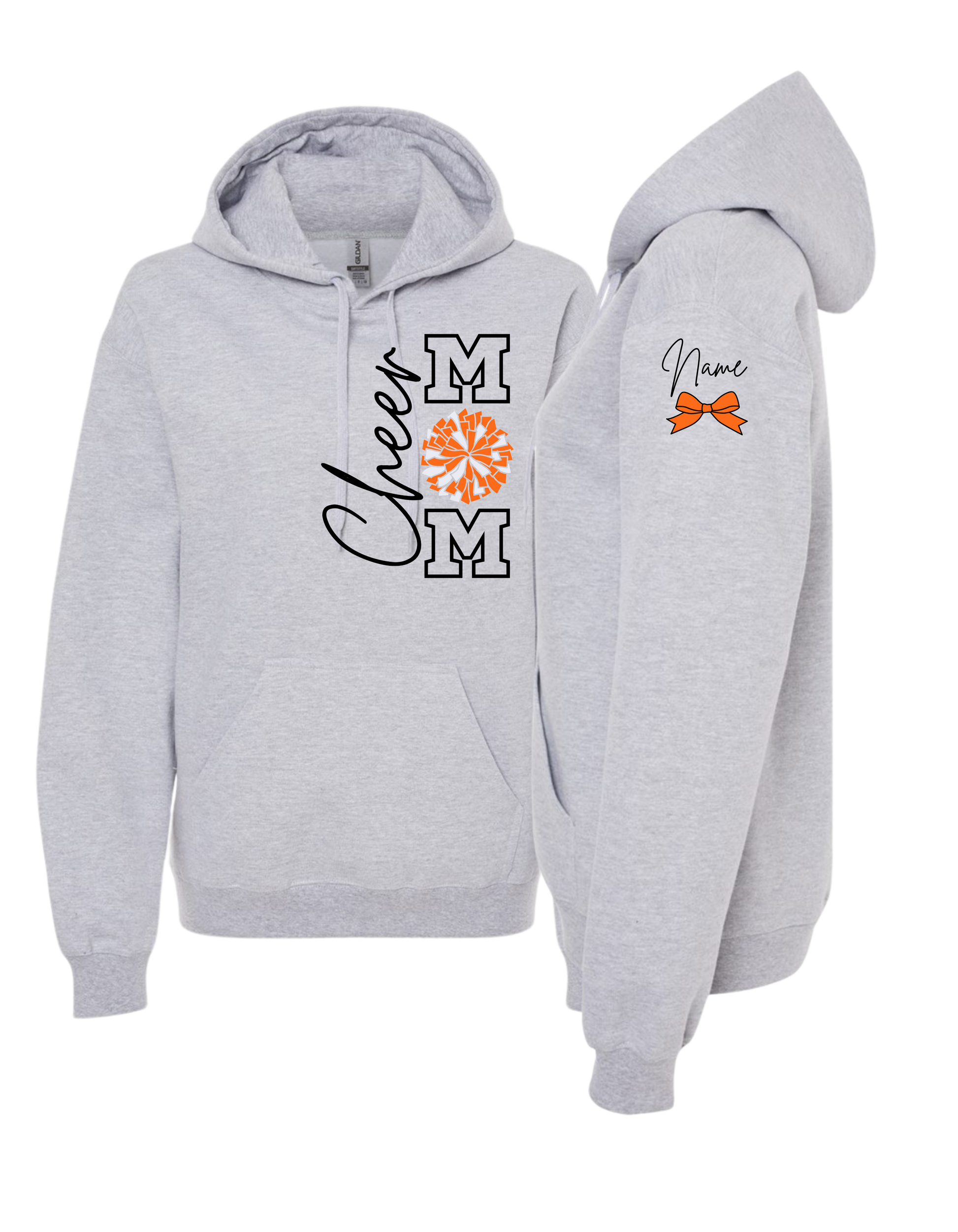 Cheer Mom with Pom Hooded Sweatshirt - Adult