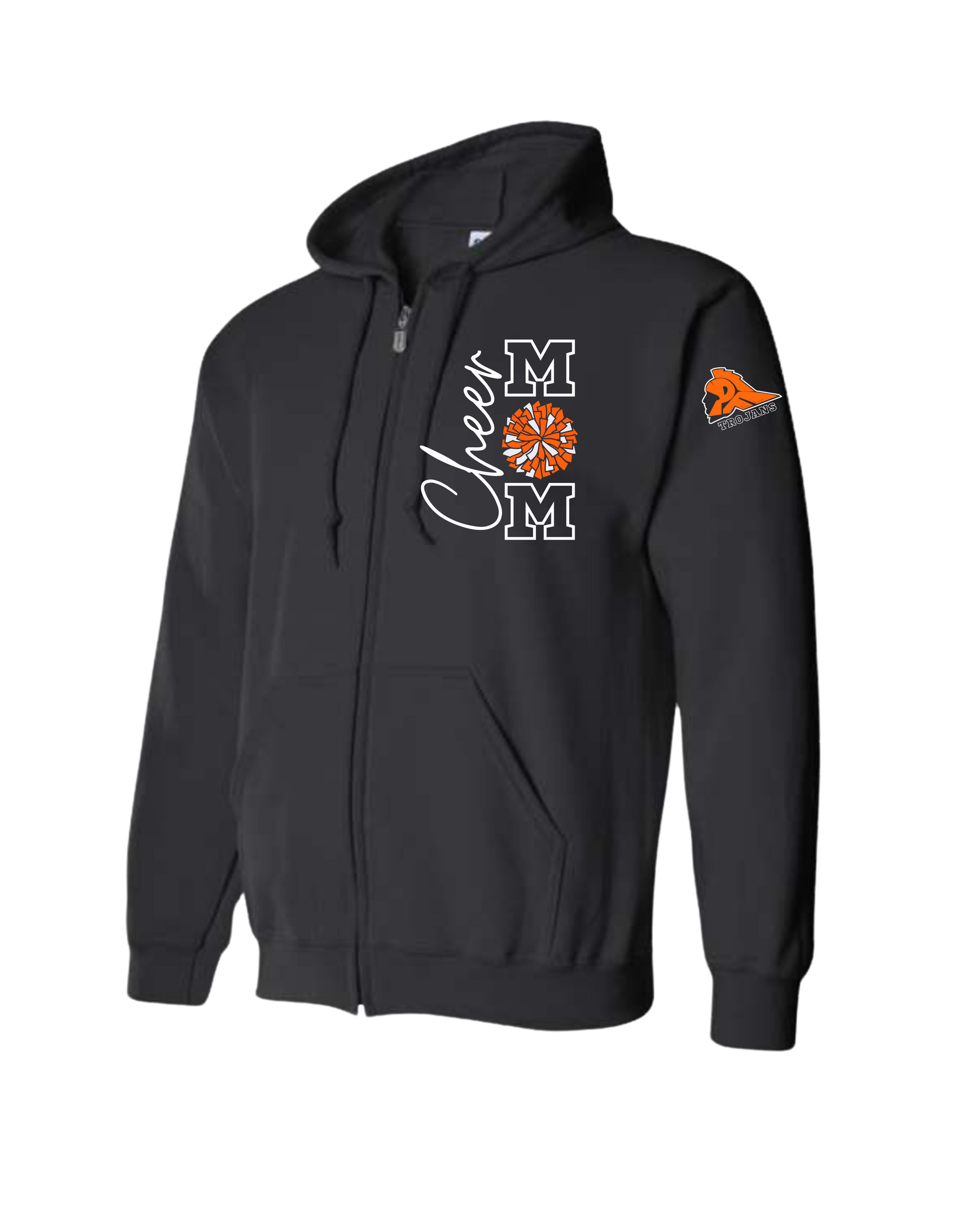 Cheer Mom with Pom Hooded Zip-Up - Adult
